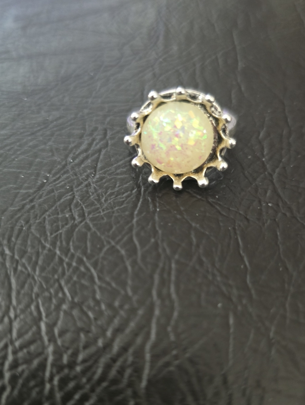 5pc Opal Look Ring Lot Silver Tone Boho Vintage Style Statement Rings - Picture 5 of 7